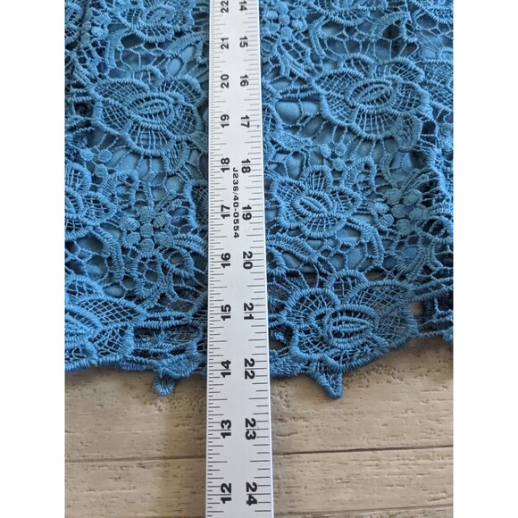 NWT Boho Lagenlook Floral Crochet Lace Overlay Agate Blue Tunic Style Sz S - Picture 9 of 9